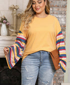 Plus Size Striped Flare Sleeve T-Shirt - Body By J'ne