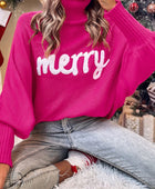 Rose Merry Letter Embroidered High Neck Sweater - Body By J'ne