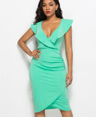 Ruched Ruffled Cap Sleeve Dress - Body By J'ne