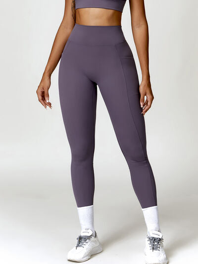 Ruched Pocketed High Waist Active Leggings - Body By J'ne