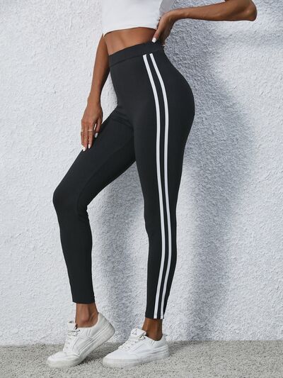 High Waist Striped Cropped Leggings - Body By J'ne