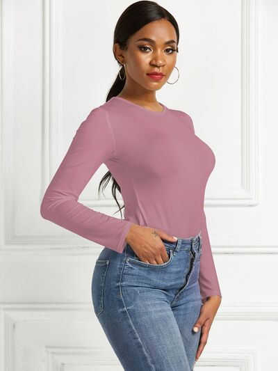 Round Neck Long Sleeve Bodysuit - Body By J'ne