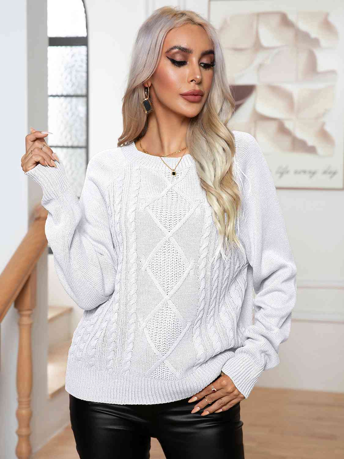 Cable-Knit Long Sleeve Sweater - Body By J'ne