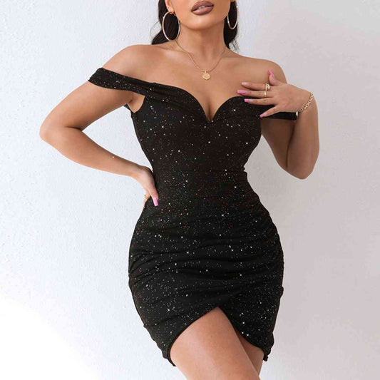Sequin Off-Shoulder Mini Dress - Body By J'ne