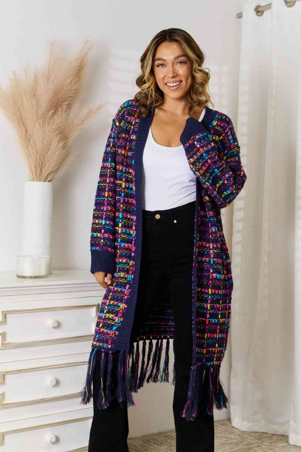 Fringe Hem Open Front Cardigan - Body By J'ne