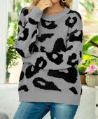 Drop Shoulder Leopard Pullover Sweater - Body By J'ne