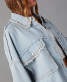 Button Down Raw Hem Denim Jacket - Body By J'ne