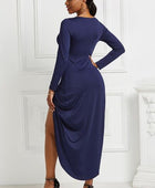 High-low Ruched Surplice Long Sleeve Dress - Body By J'ne