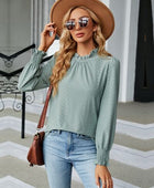 Frill Mock Neck Lantern Sleeve Blouse - Body By J'ne