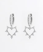 925 Sterling Silver Inlaid Zircon Heart Dangle Earrings - Body By J'ne