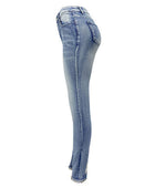 Rhinestone Detail Buttoned Jeans with Pockets - Body By J'ne