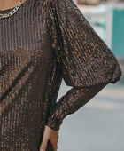 Brown Cuffed Sequin Top - Body By J'ne