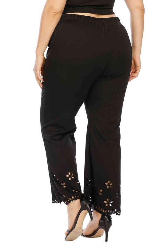 Abbey Plus Size Openwork Detail Pants - Body By J'ne