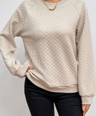 Texture Round Neck Long Sleeve Sweatshirt - Body By J'ne