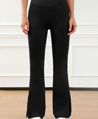 Wide Waistband Slit Bootcut Active Pants - Body By J'ne