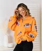 Sequin Football Patch Hal-Zip Hoodie - Body By J'ne