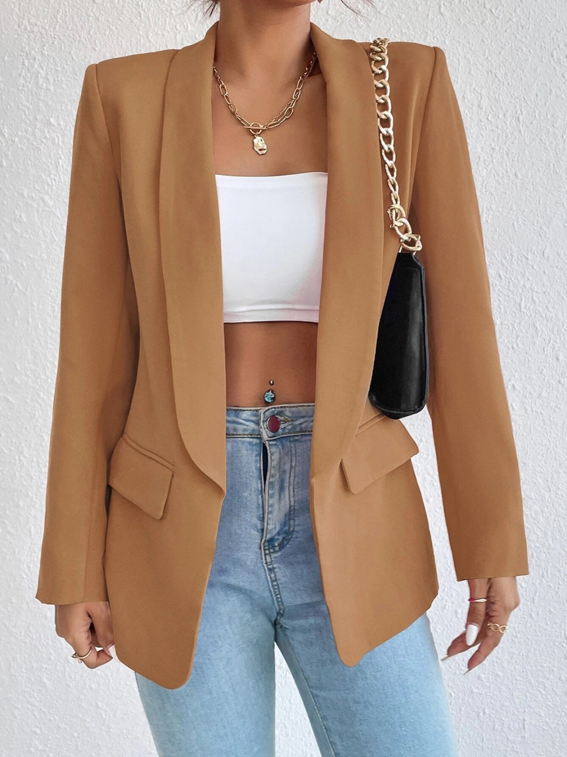 Shawl Collar Long Sleeve Blazer - Body By J'ne
