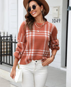 Printed Round Neck Dropped Shoulder Sweater - Body By J'ne