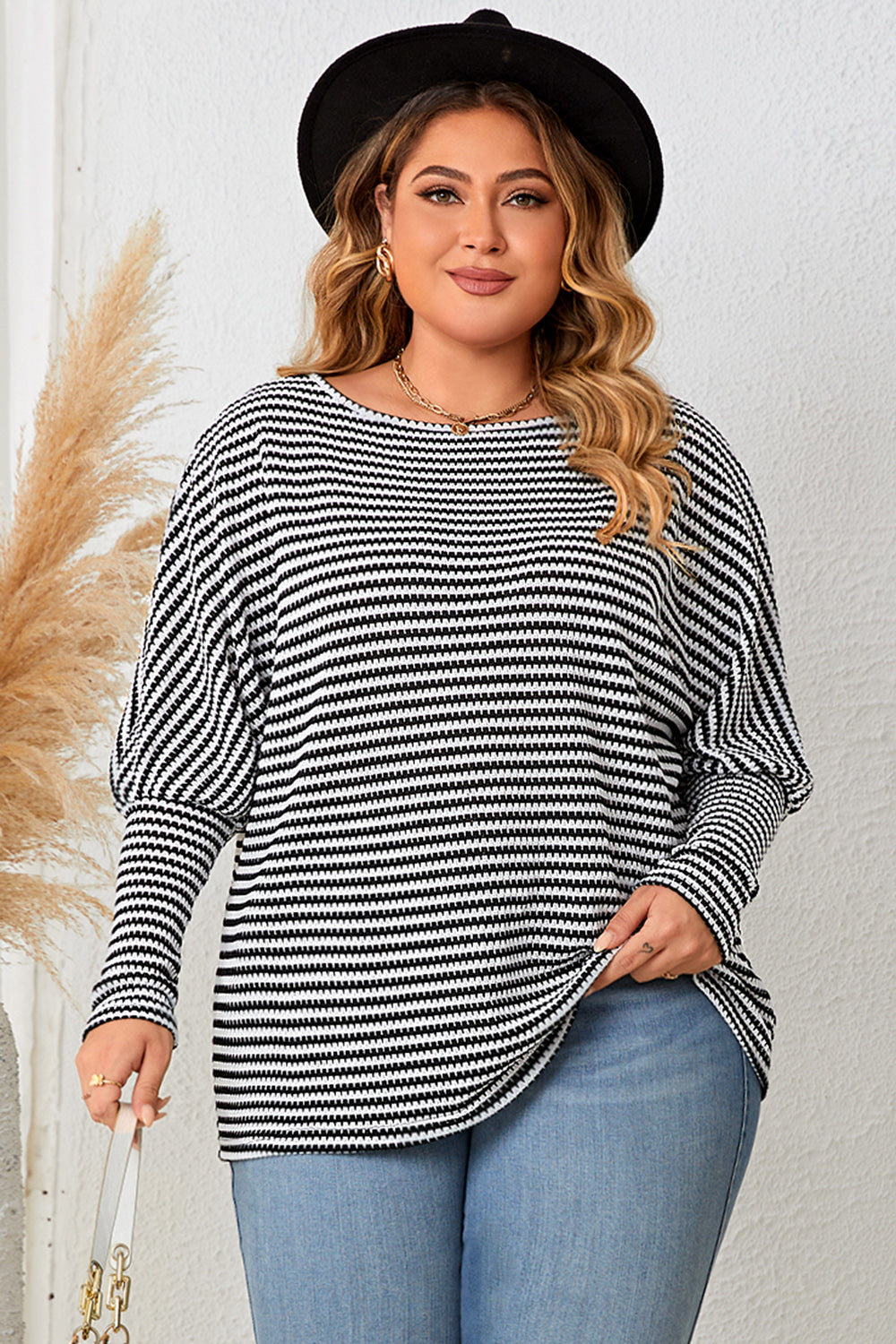 Plus Size Striped Long Sleeve Top - Body By J'ne