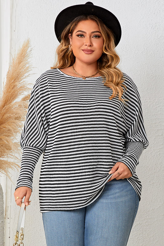 Plus Size Striped Long Sleeve Top - Body By J'ne