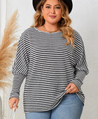 Plus Size Striped Long Sleeve Top - Body By J'ne