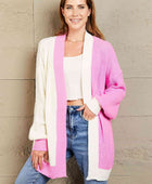 Contrast Open Front Dropped Shoulder Longline Cardigan - Body By J'ne