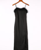 Slit Plush Trim Spaghetti Strap Dress - Body By J'ne