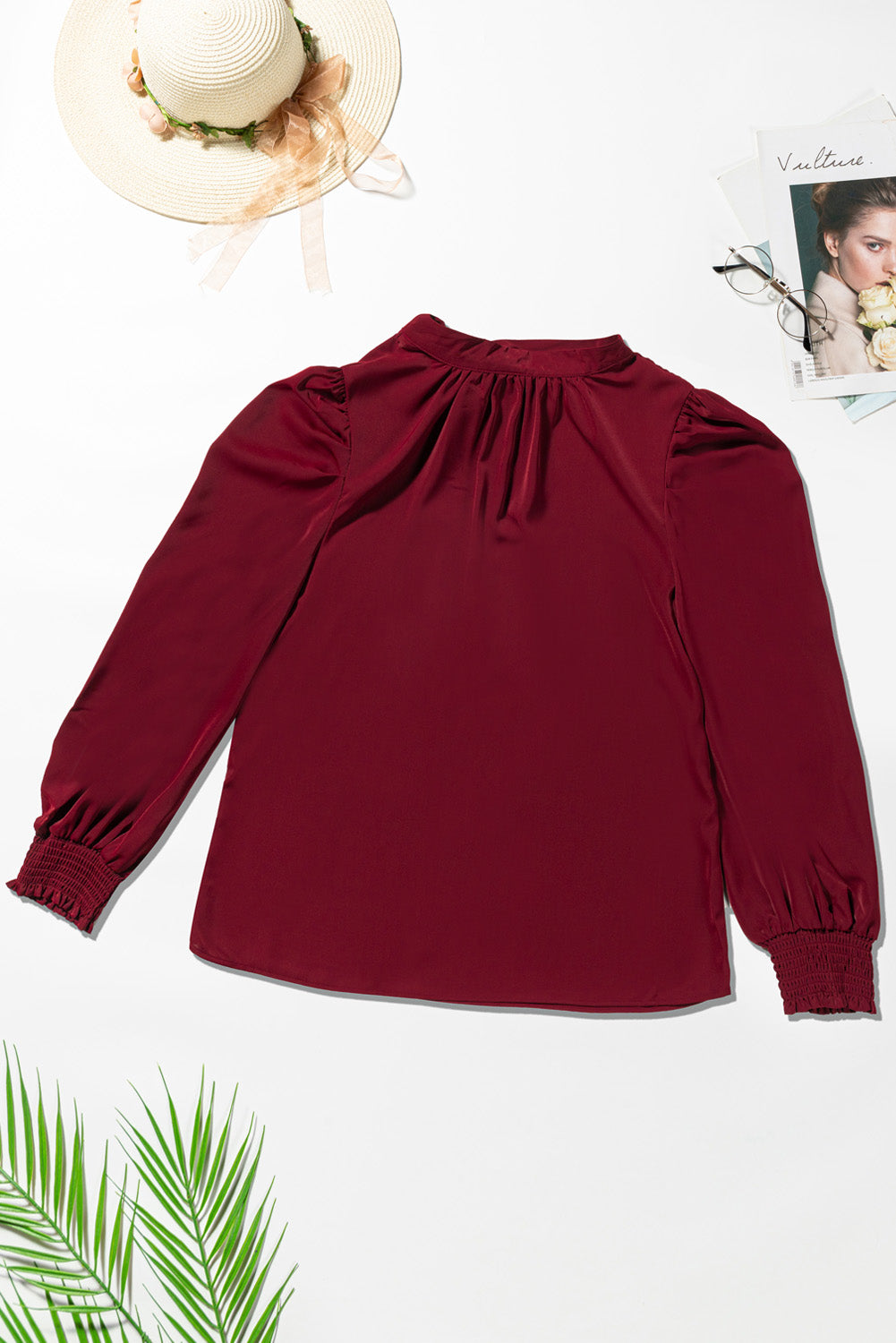 Mock Neck Puff Sleeve Blouse - Body By J'ne