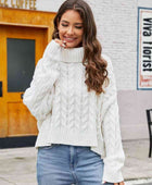 Turtle Neck Cable-Knit Sweater - Body By J'ne