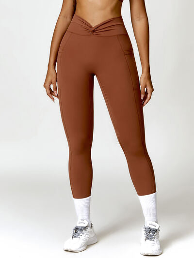 Twisted High Waist Active Pants with Pockets - Body By J'ne