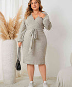 Plus Size Tie Waist Wrap Dress - Body By J'ne