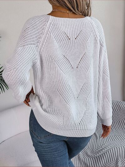 Openwork Buttoned Square Neck Sweater - Body By J'ne