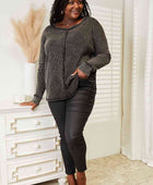 Full Size Washed Baby Waffle Oversized Long Sleeve Top - Body By J'ne
