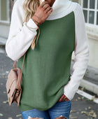 Contrast Turtleneck Raglan Sleeve Sweater - Body By J'ne