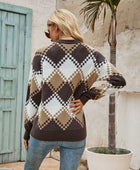 Plaid Round Neck Dropper Shoulder Sweater - Body By J'ne