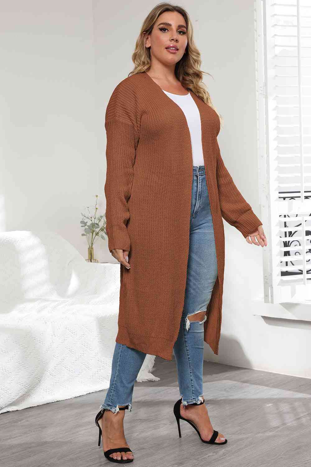 Plus Size Open Front Long Sleeve Cardigan - Body By J'ne