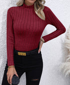 Mock Neck Long Sleeve Knit Top - Body By J'ne