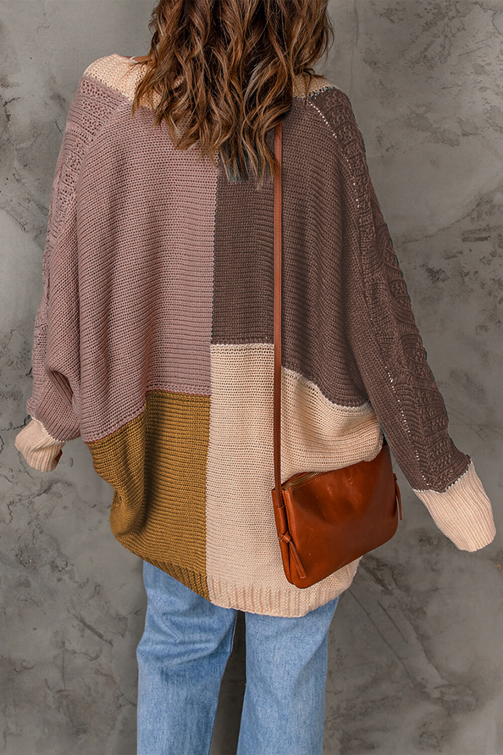 Color Block Cable-Knit Batwing Sleeve Cardigan - Body By J'ne