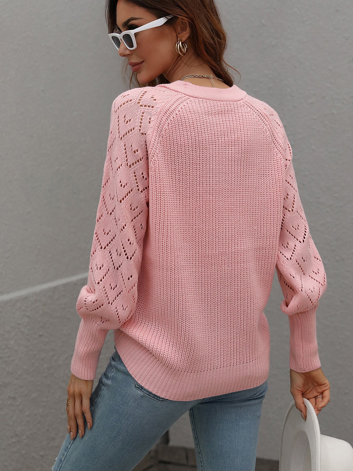 Rib-Knit Plunge Raglan Sleeve Cardigan - Body By J'ne