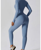 Zip Up Mock Neck Long Sleeve Jumpsuit - Body By J'ne