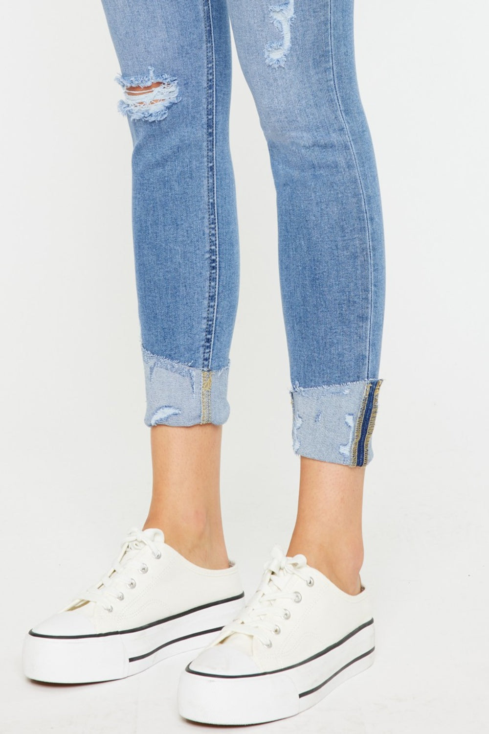 Distressed Cat's Whiskers Button Fly Jeans - Body By J'ne