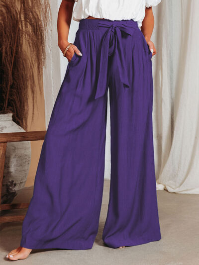 Drawstring Pocketed Wide Leg Pants - Body By J'ne