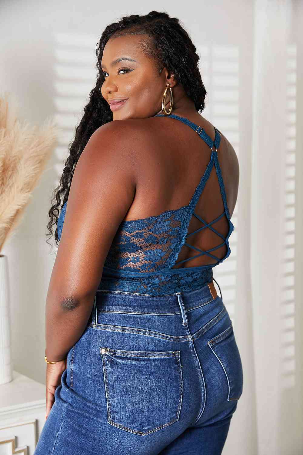 Juliette Full Size Crisscross Lace Bralette - Body By J'ne