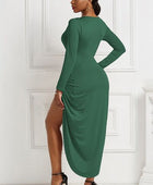 High-low Ruched Surplice Long Sleeve Dress - Body By J'ne