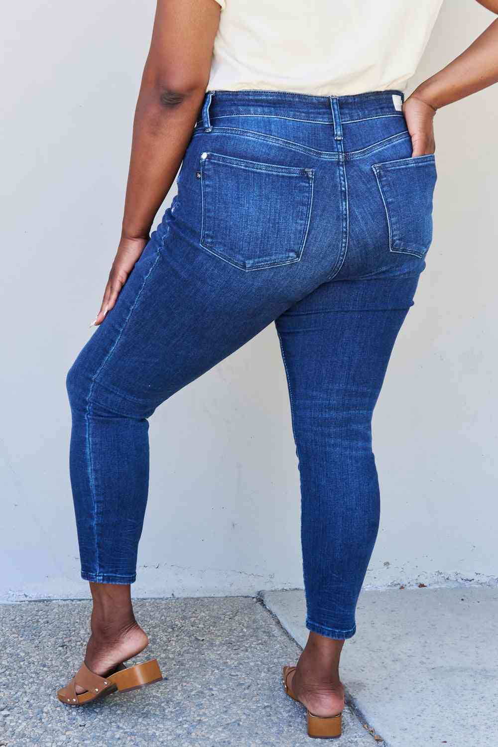 Marie Full Size Mid Rise Crinkle Ankle Detail Skinny Jeans - Body By J'ne