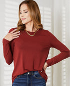 Long Sleeve Round Neck Round Hem Top - Body By J'ne