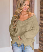 Frayed Hem Dropped Shoulder Sweater - Body By J'ne