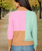 Color Block Mock Neck Dropped Shoulder Sweater - Body By J'ne