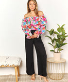 Floral Off-Shoulder Flounce Sleeve Layered Blouse - Body By J'ne