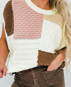 Color Block Cable-Knit Sweater Vest - Body By J'ne